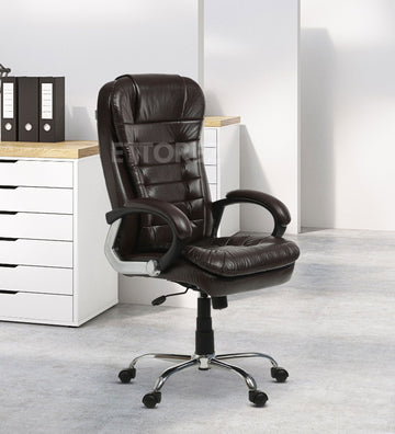 Ettorez VANITY HB Brown Premium Leatherette High Back Chair