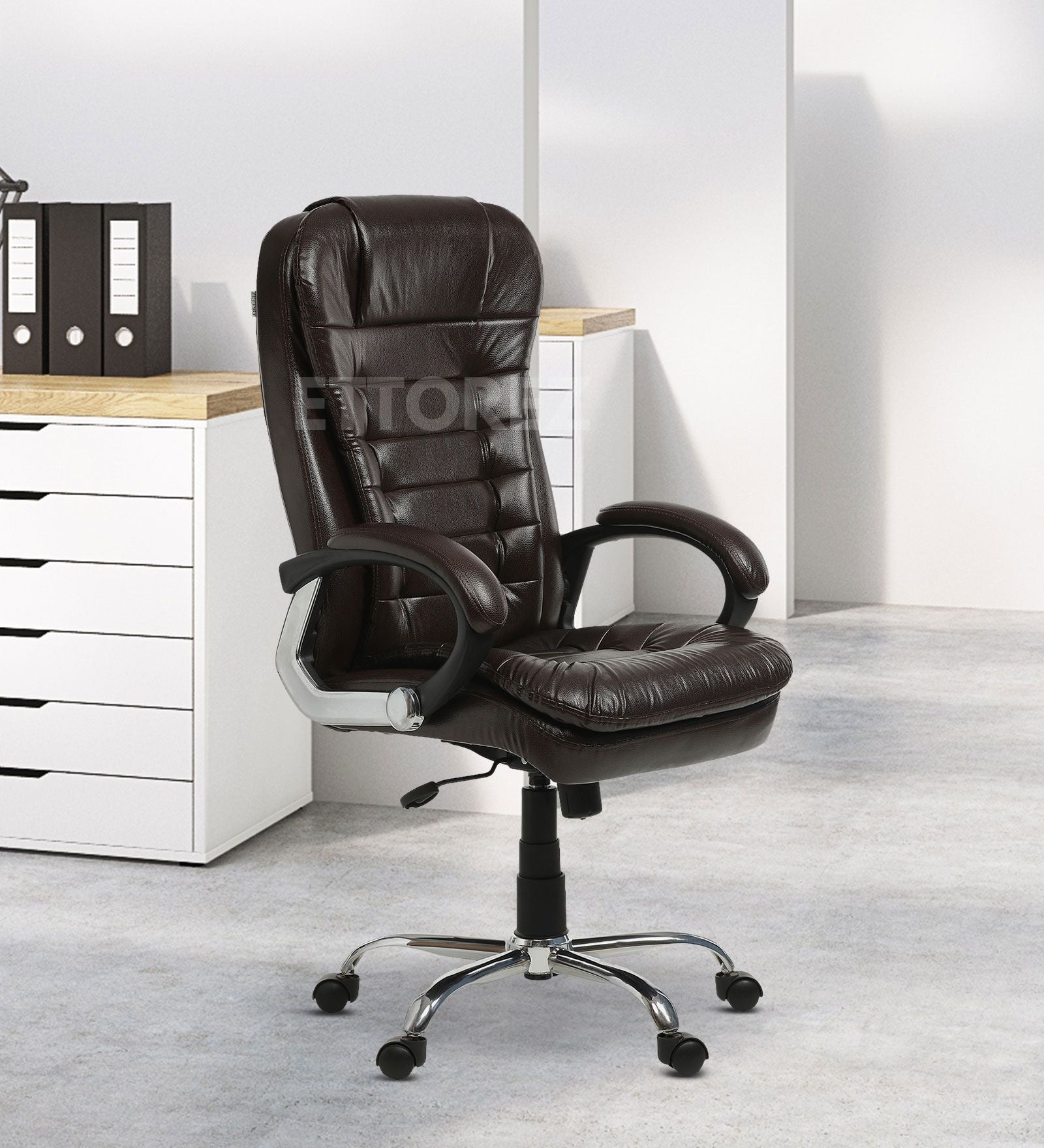 Ettorez VANITY HB BLACK Premium Leatherette High Back Chair