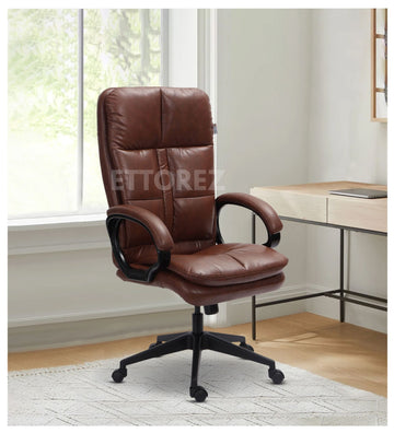 Ettorez JAVA Tan High Back Leatherette Office Chair