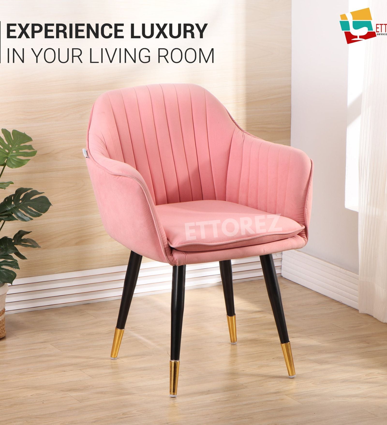Ettorez LOTUS-SOFT PINK Modern/Unique Bedroom Accent Chair