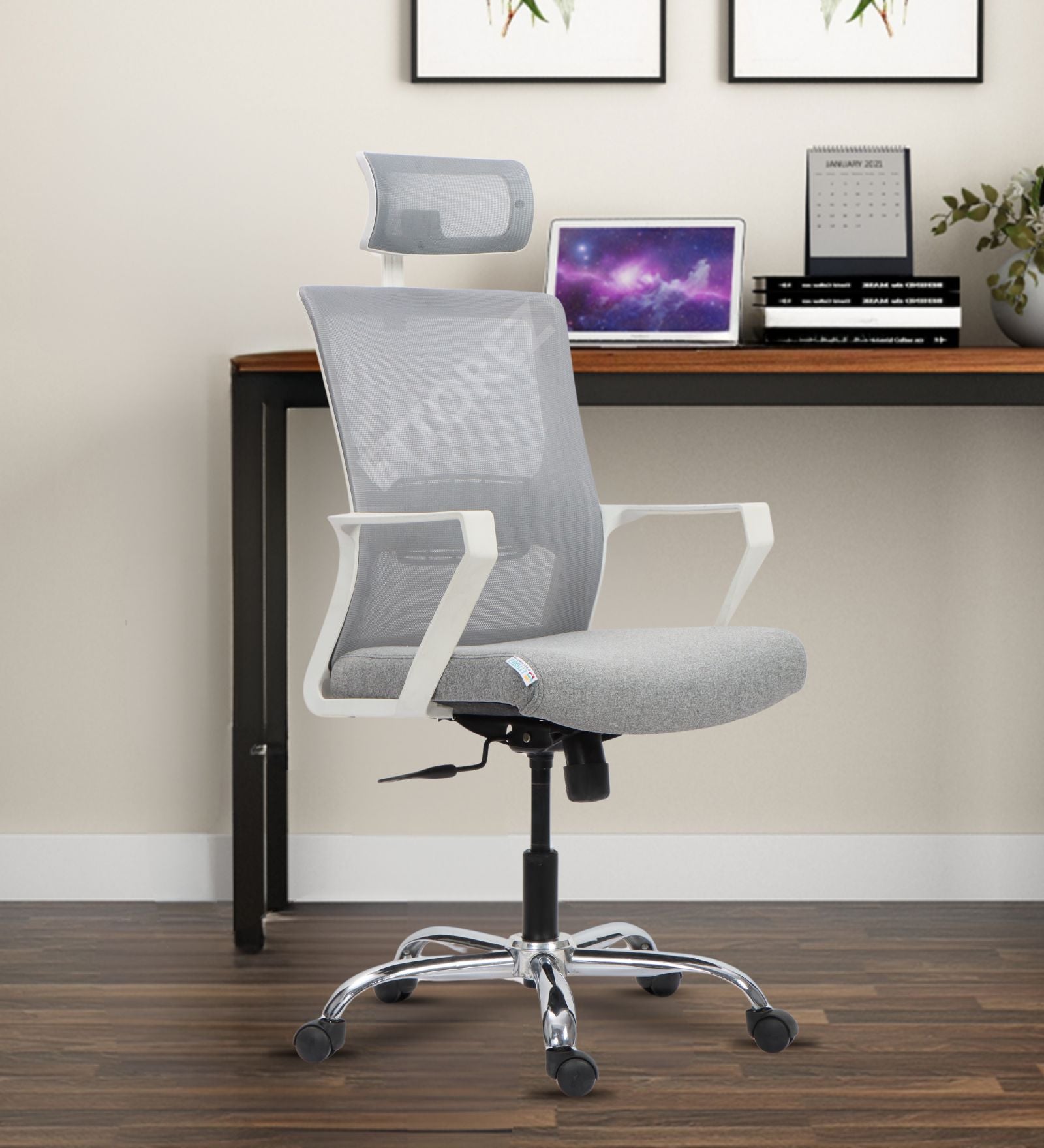 Ettorez WHITE ACTIVA High Back Ergonomic Office Chair