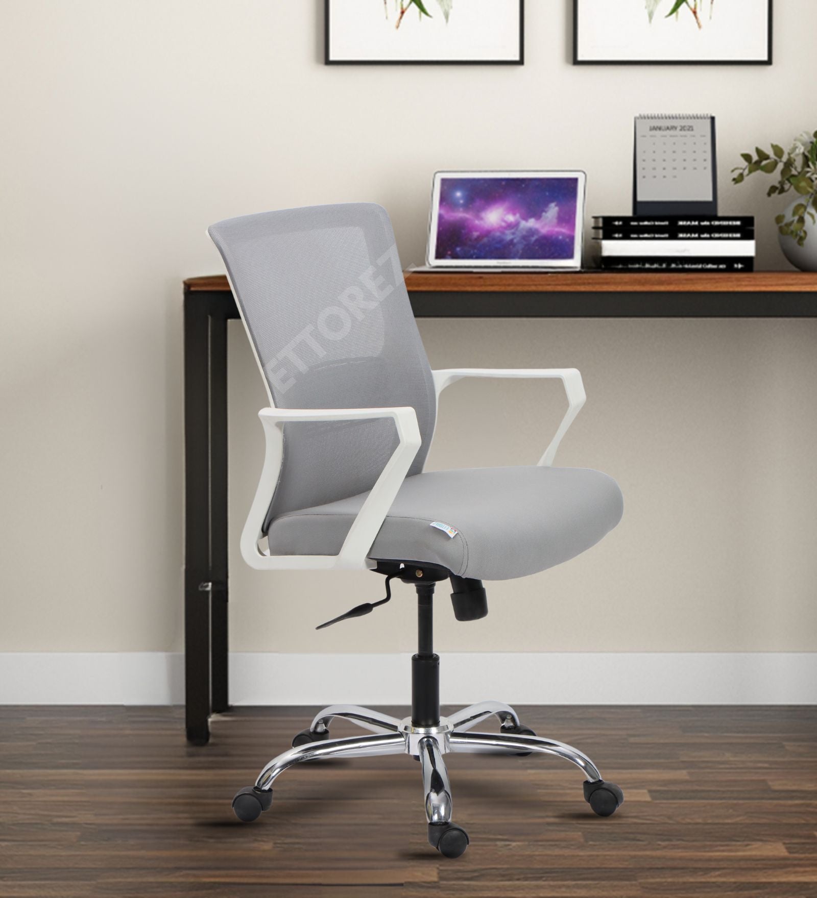 Ettorez WHITE ACTIVA Mid Back Ergonomic Office Chair