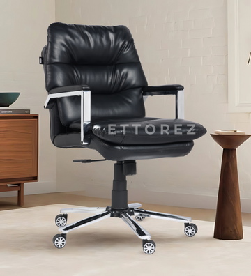 Ettorez FORTUNA Mini  Ultra Premium New Leatherette Office Chair- Black