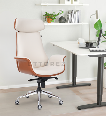 Ettorez Shark Cream And Rust  High Back Leatherette Office