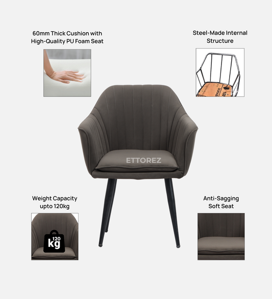 Ettorez LOTUS-ITALIAN GREY Modern/Unique Bedroom Accent Chair