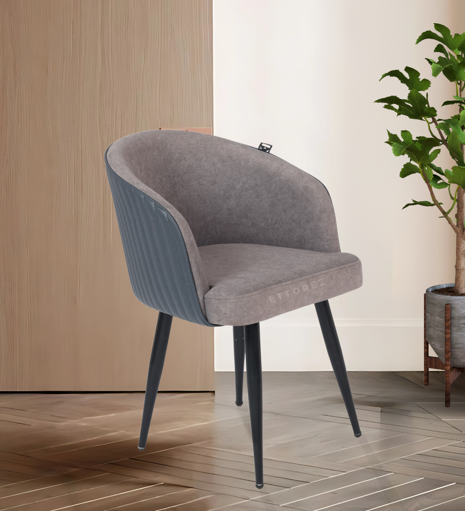 Ettorez Nest Grey and Grey Modern/Unique Bedroom Accent Chair