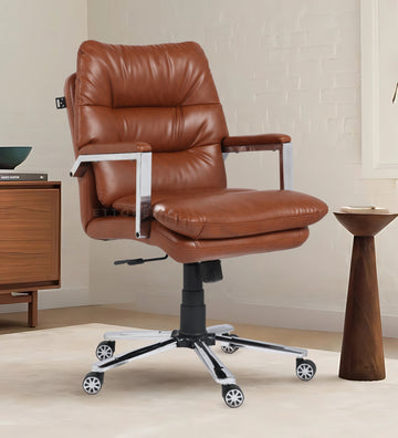 Ettorez FORTUNA Mini  Ultra Premium Leatherette Office Chair- Brown