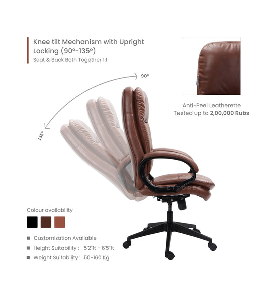 Ettorez JAVA Tan High Back Leatherette Office Chair