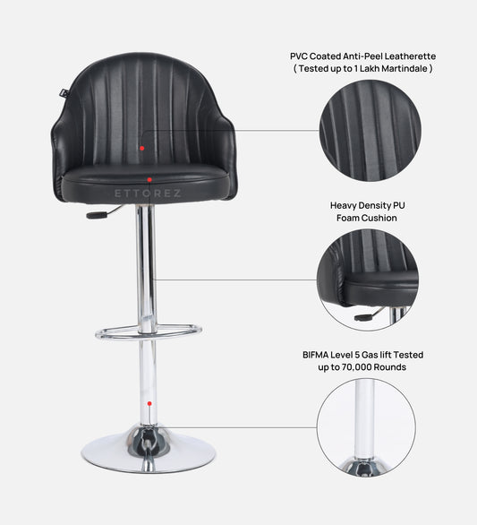 Ettorez Orbit Solid Steel Bar and counter stool Black