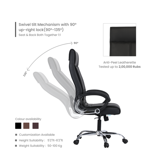 Ettorez AMAZE HB BLACK Premium Leatherette High Back Chair