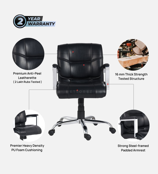 Ettorez Jade Black Executive Leatherette Office Chair