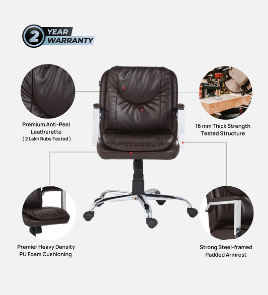 Ettorez Magnet  Ultra Premium Leatherette Office Chair- Brown