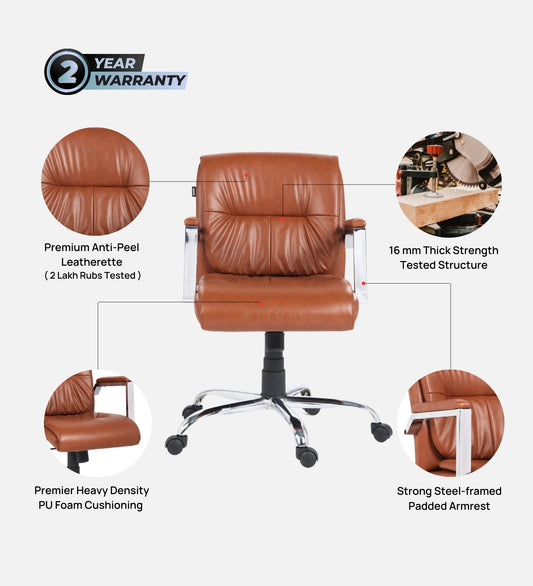 Ettorez Nova Ultra Premium Leatherette Office Chair- Tan
