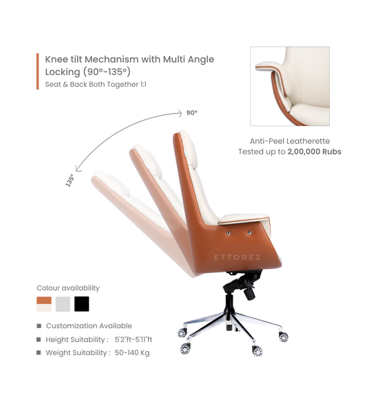 Ettorez FLOW Cream And Rust  High Back Leatherette Office