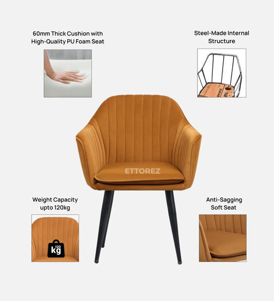 Ettorez LOTUS-GOLDEN/BEIGE Modern/Unique Bedroom Accent Chair