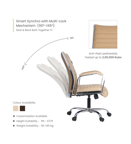 Ettorez  GLOBAL lB Stylish Sleek Leatherette Office Chair