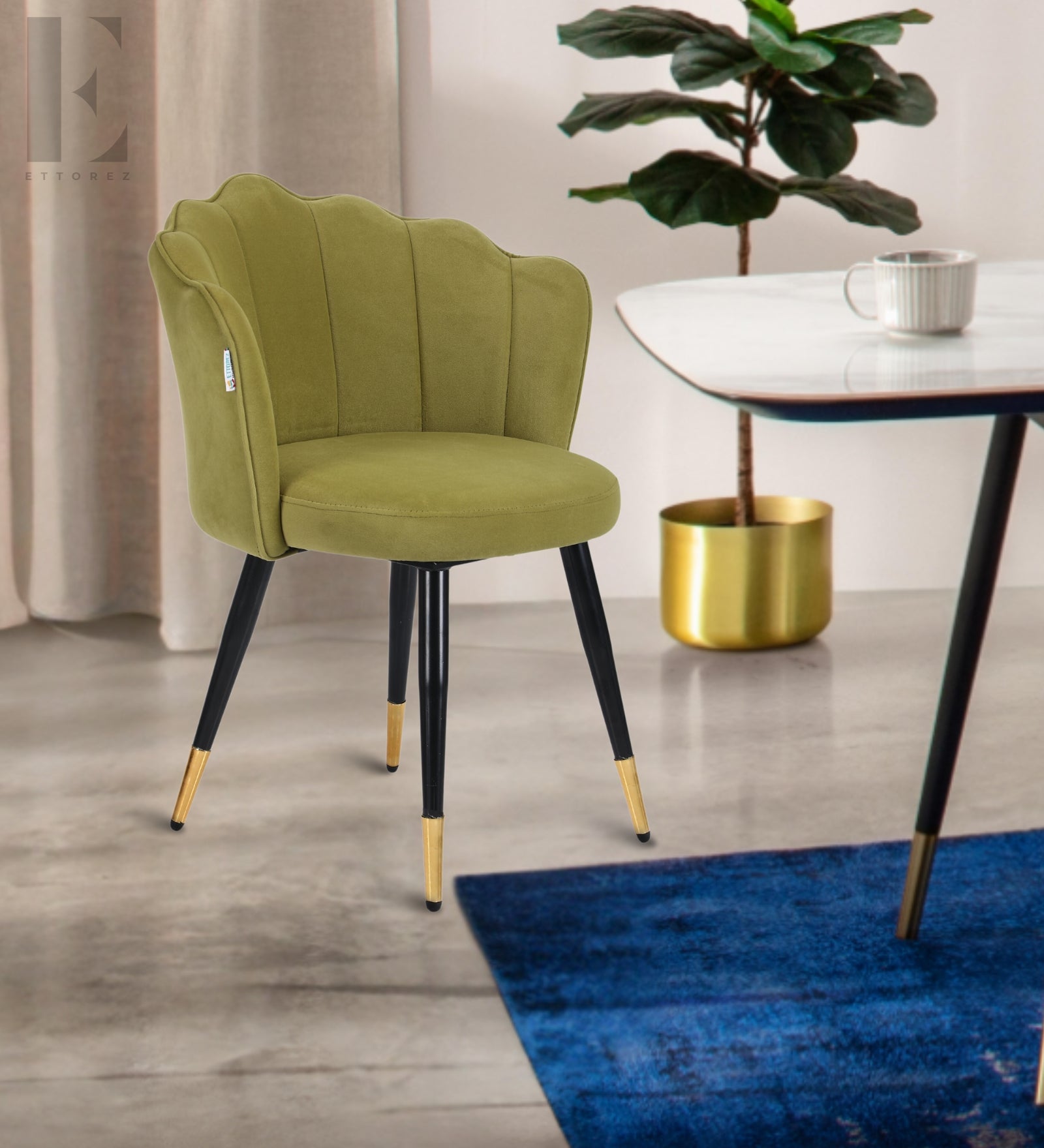 Ettorez BLOOM-OLIVE GREEN Contemporary Accent Chair