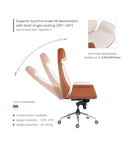 Ettorez Shark Cream And Rust  High Back Leatherette Office