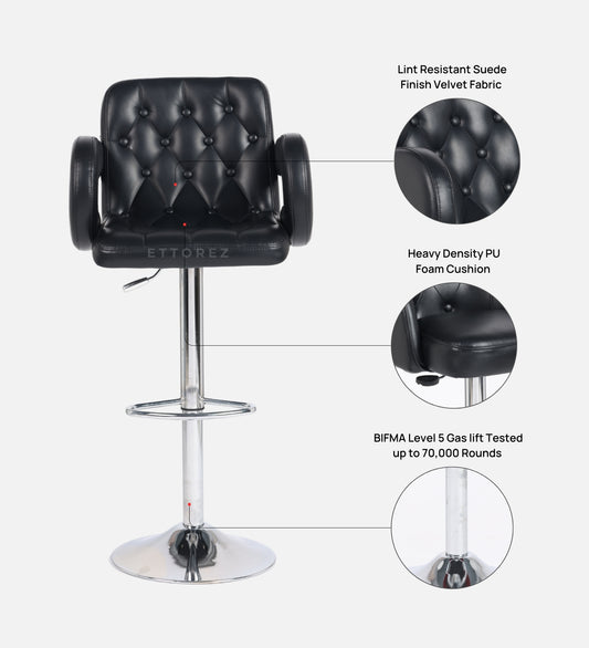 Ettorez Vibe Solid Steel Bar and counter stool-Black