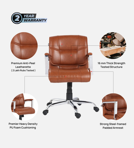 Ettorez Jade tan Executive Leatherette Office Chair