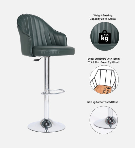 Ettorez Orbit Solid Steel Bar and counter stool Emerald