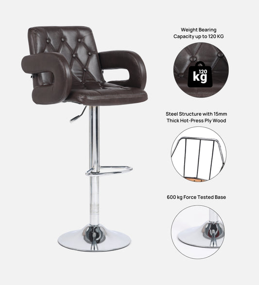 Ettorez Vibe Solid Steel Bar and counter stool-Brown