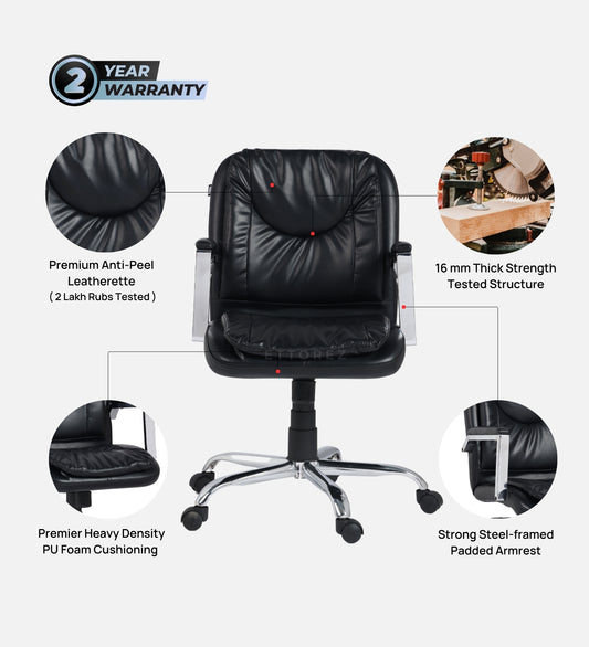 Ettorez Magnet   Ultra Premium Leatherette Office Chair- Black