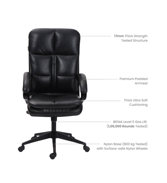Ettorez JAVA BLACK High Back Leatherette Office Chair