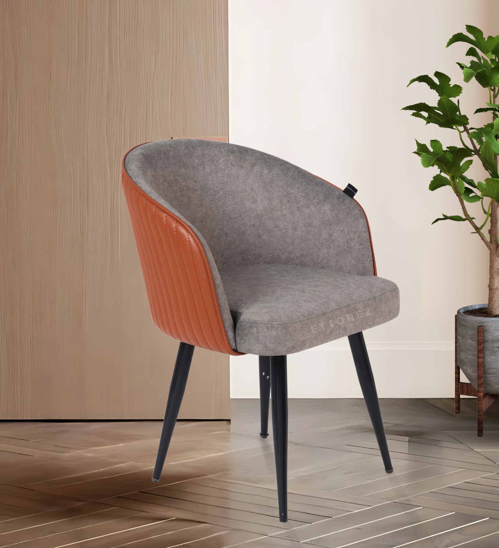 Ettorez Nest Gray and Tan Modern/Unique Bedroom Accent Chair