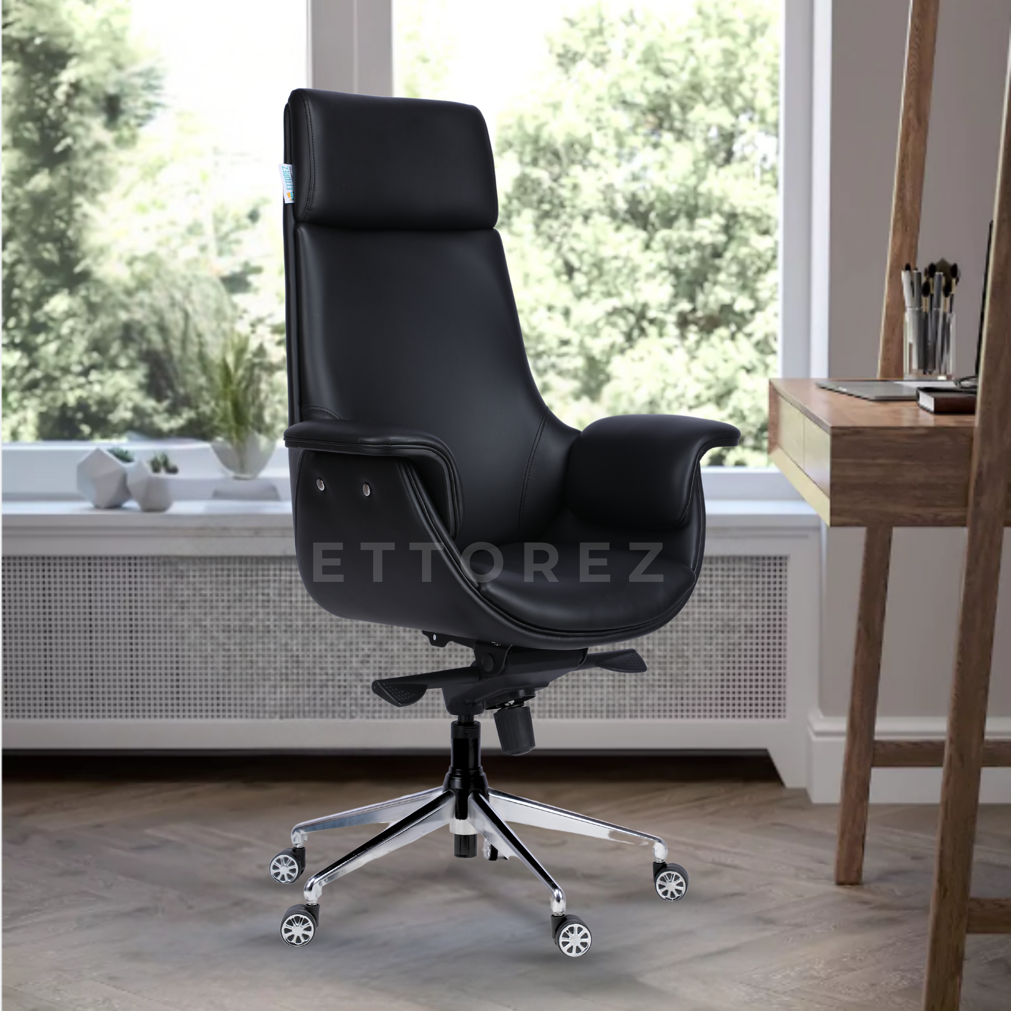 Ettorez FLOW Black High Back Leatherette Office Chair