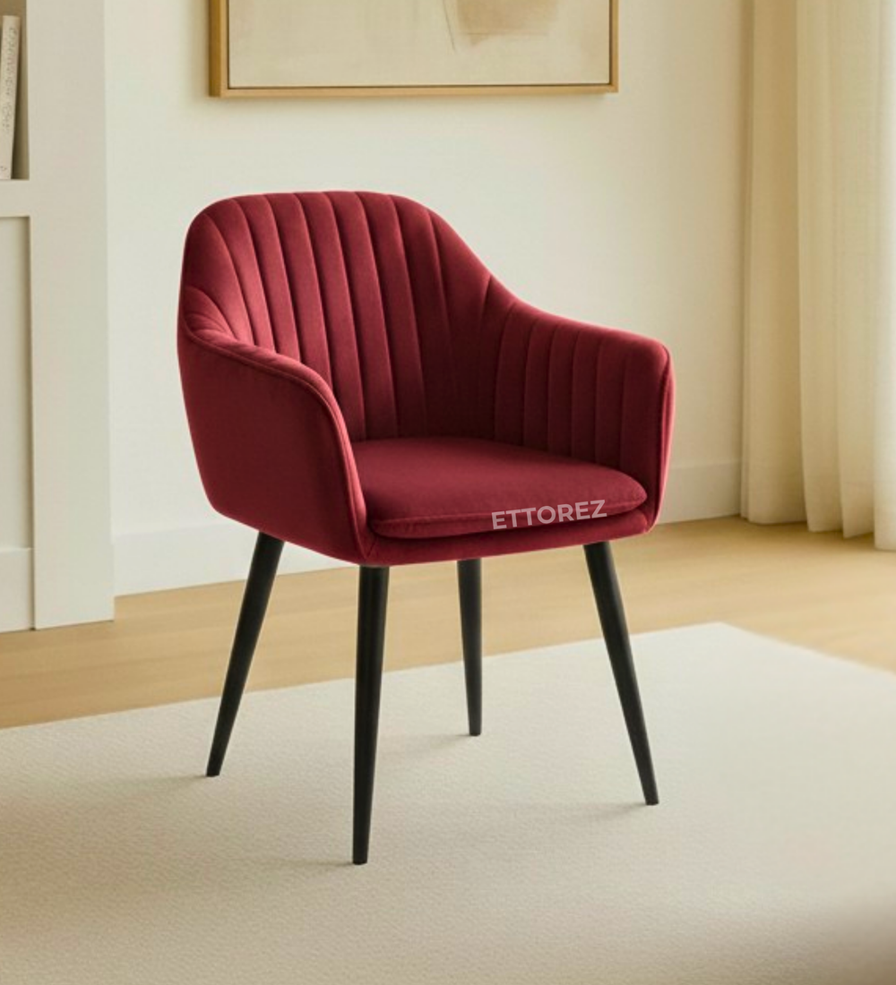 Ettorez LOTUS-WINE/MEHROON Modern/Unique Bedroom Accent Chair
