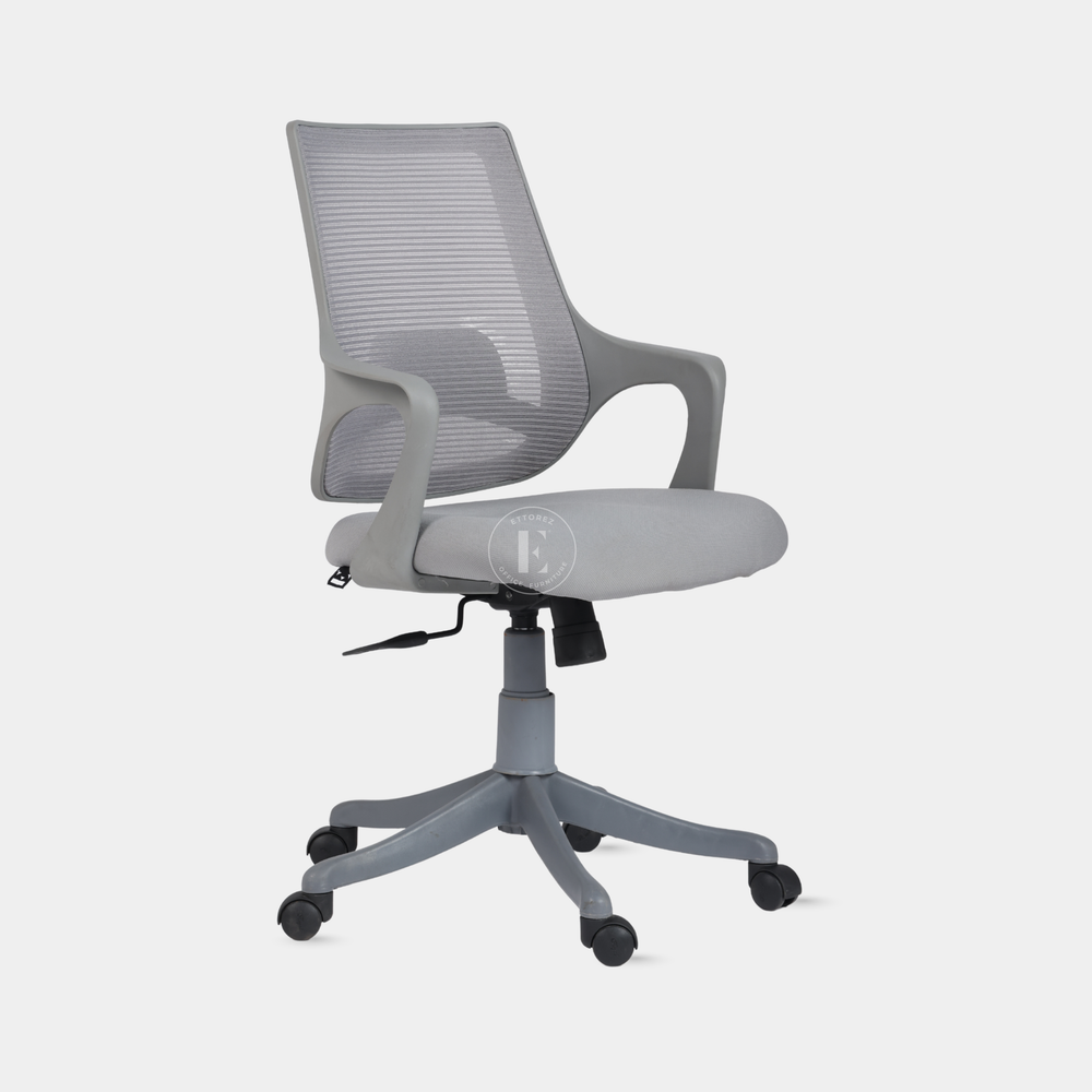 Ettorez Neo Grey Mid Back Mesh Revolving Chair with Fixed Armrest