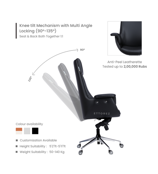 Ettorez FLOW Black High Back Leatherette Office Chair