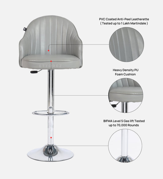 Ettorez Orbit Solid Steel Bar and counter stool Grey