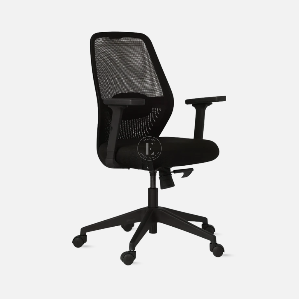 Ettorez Wave Mid Ergonomic Office Chair- Black
