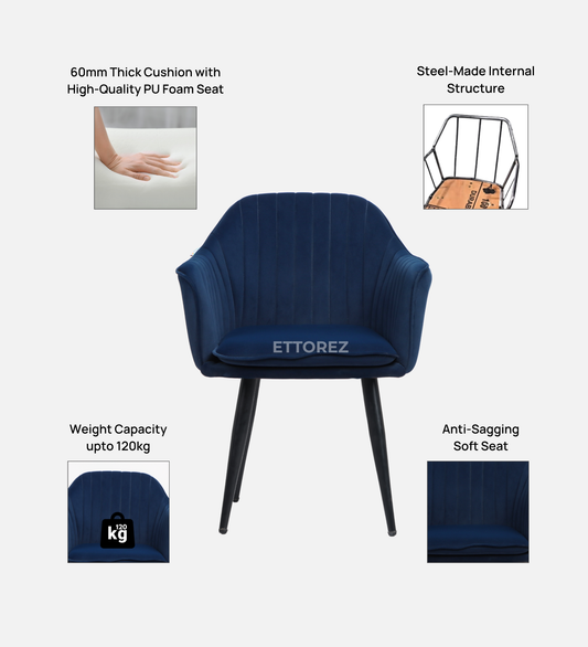 Ettorez LOTUS-ROYAL BLUE Modern/Unique Bedroom Accent Chair