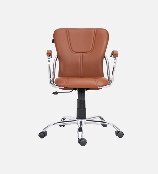 Ettorez A Star Low  Back Leatherette Office Chair trending-Tan