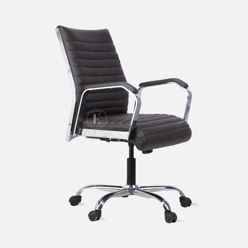Ettorez  GLOBAL LB Stylish Sleek Leatherette Office Chair- Brown