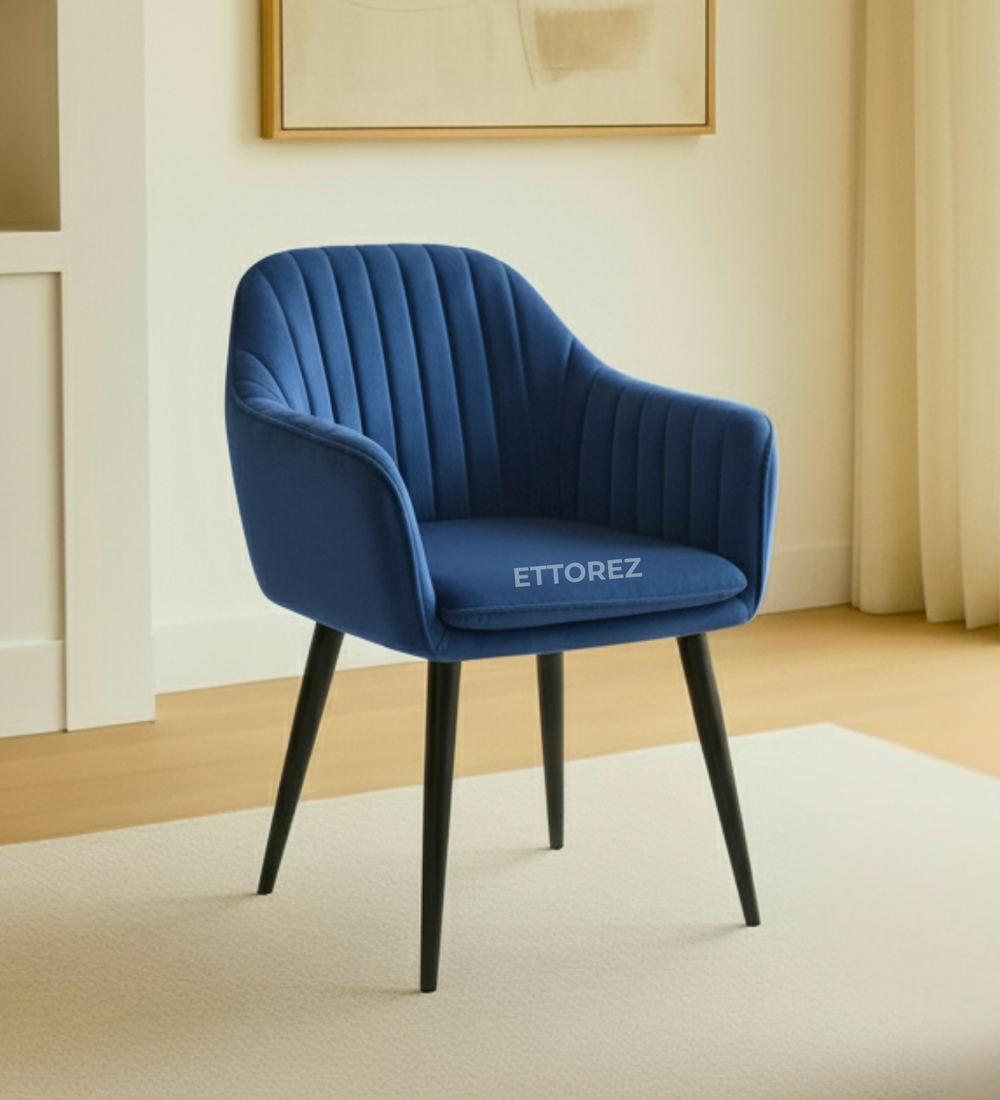 Ettorez LOTUS-ROYAL BLUE Modern/Unique Bedroom Accent Chair