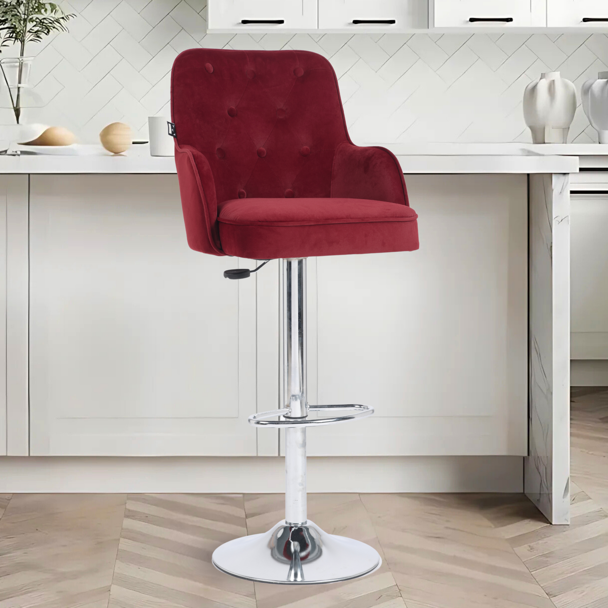 Ettorez Meteor Solid Steel Bar and counter stool Ruby