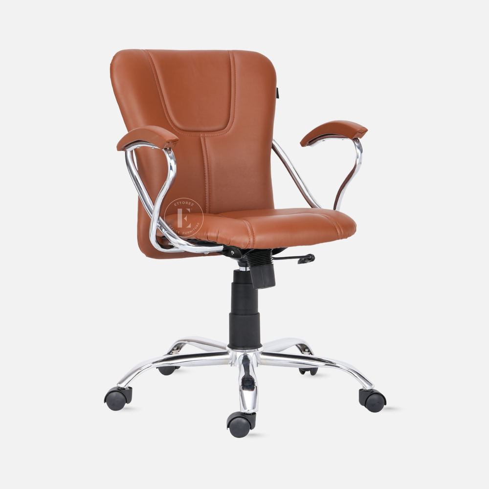 Ettorez A Star Low  Back Leatherette Office Chair trending-Tan