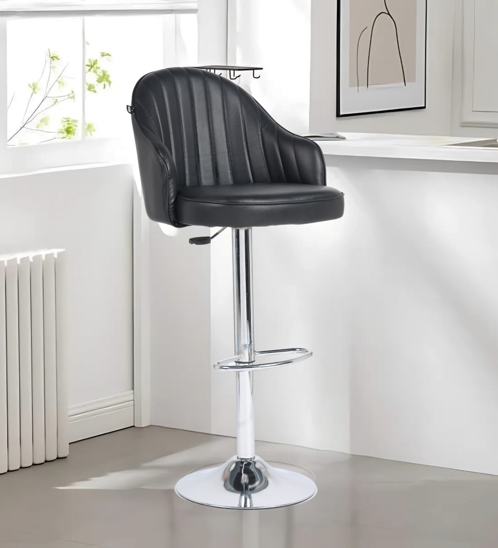 Ettorez Orbit Solid Steel Bar and counter stool Black