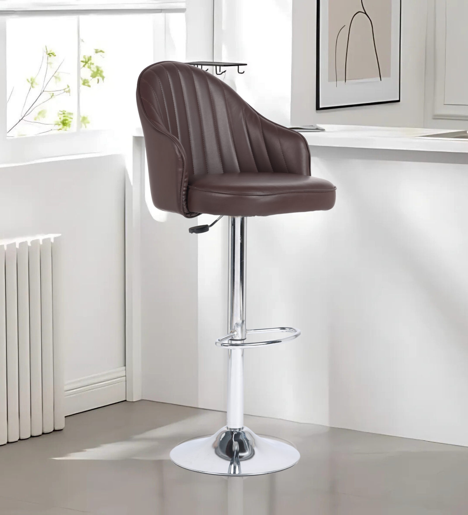 Ettorez Orbit Solid Steel Bar and counter stool Brown