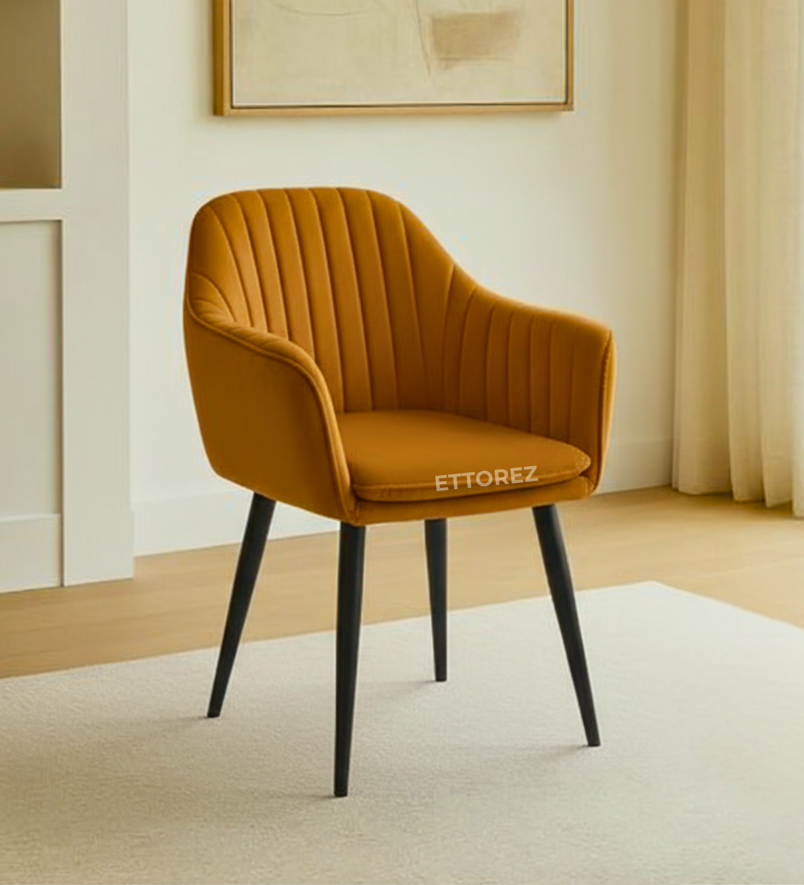 Ettorez LOTUS-GOLDEN/BEIGE Modern/Unique Bedroom Accent Chair