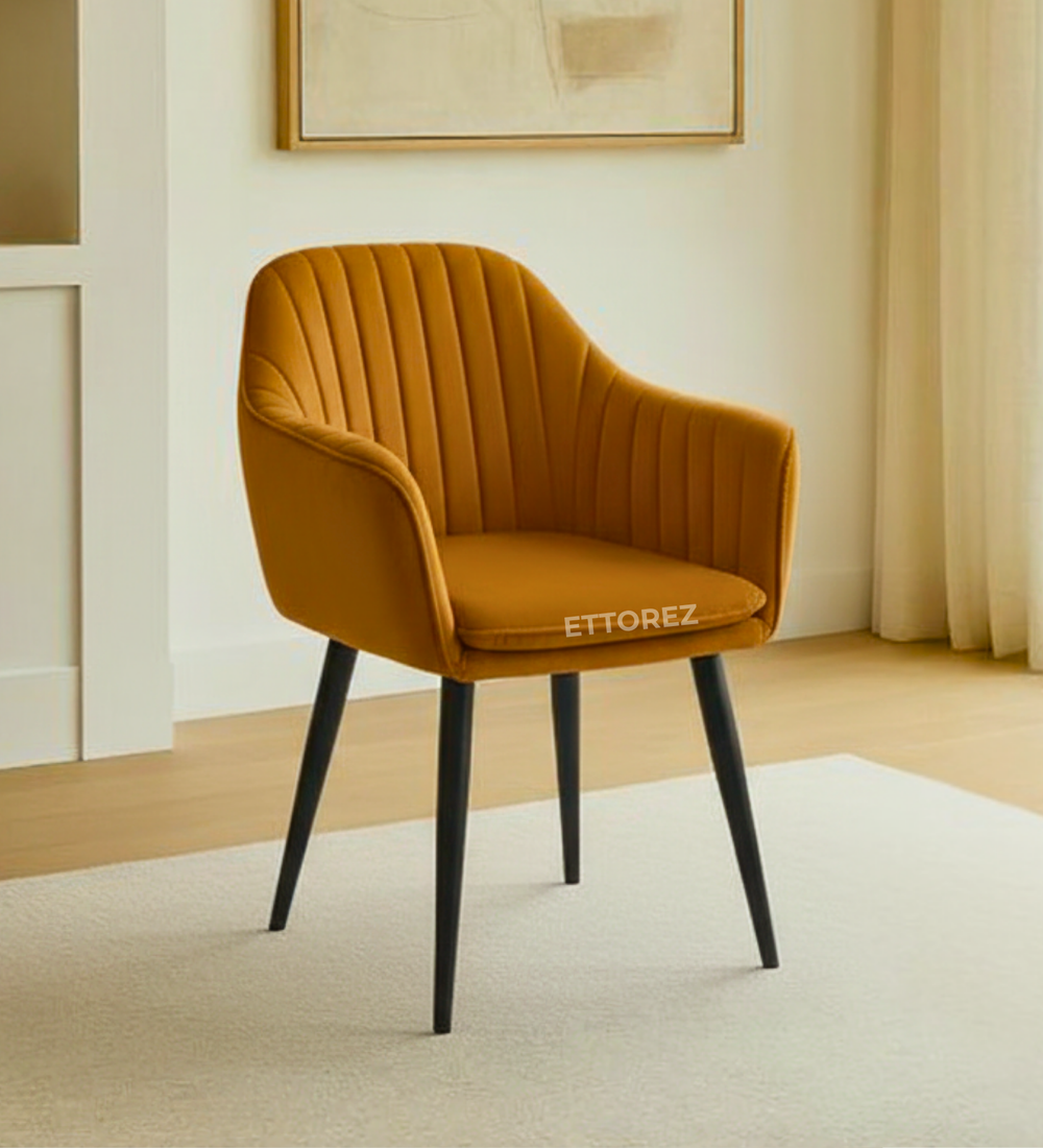 Ettorez LOTUS-GOLDEN/BEIGE Modern/Unique Bedroom Accent Chair