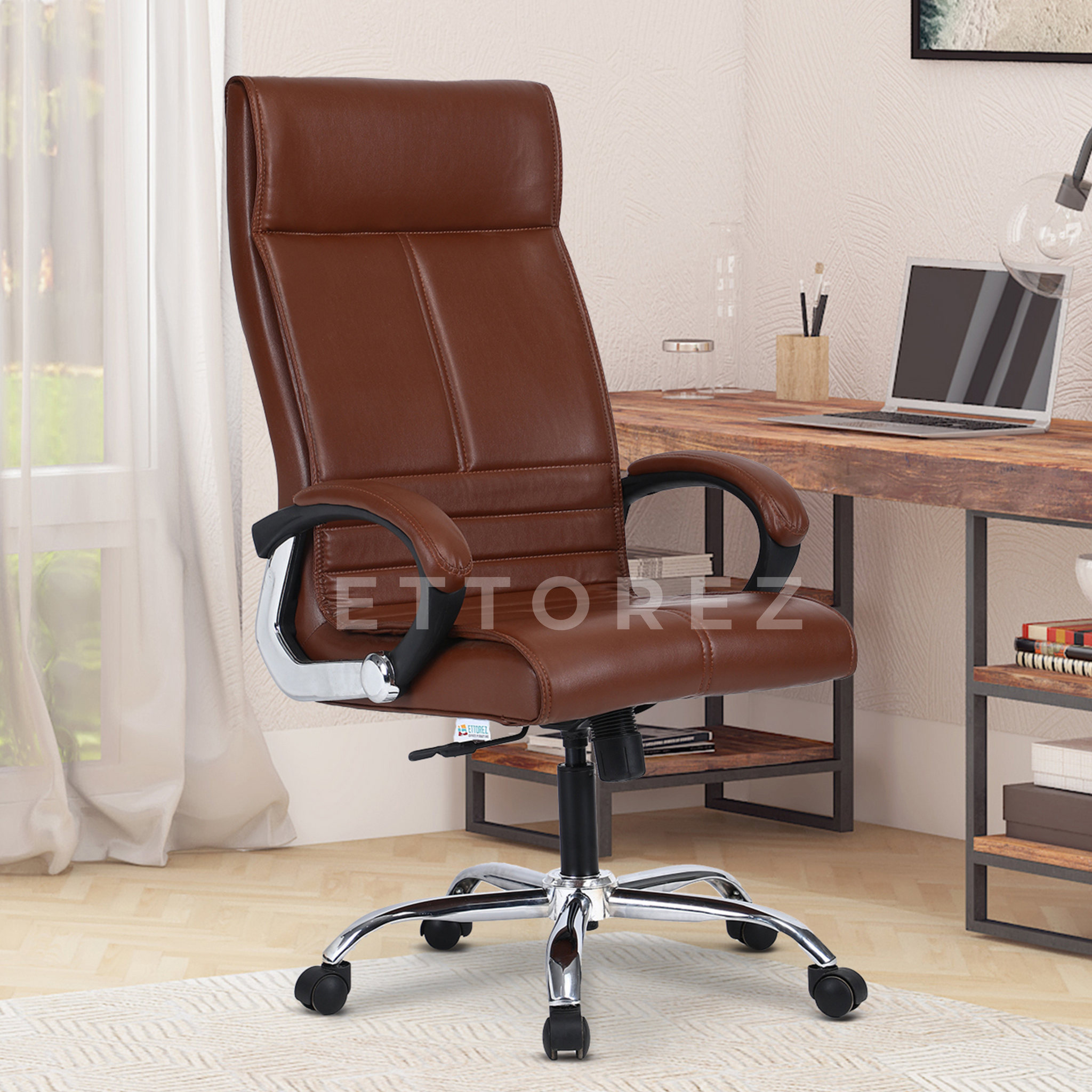 Ettorez AMAZE HB TAN Premium Leatherette High Back Chair