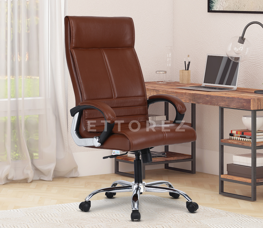 Ettorez AMAZE HB TAN Premium Leatherette High Back Chair