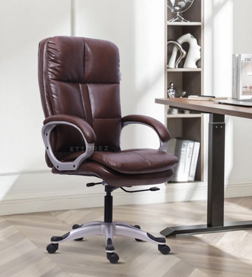 Ettorez JAVA Brown High Back Leatherette Office Chair