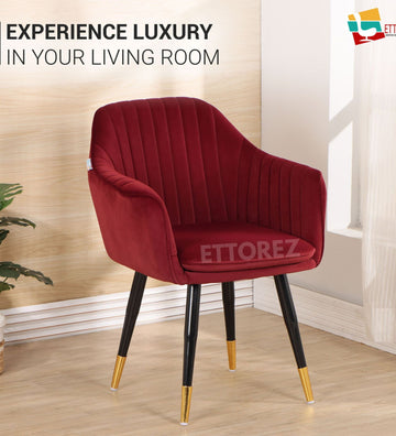 Ettorez LOTUS-WINE/MEHROON Modern/Unique Bedroom Accent Chair