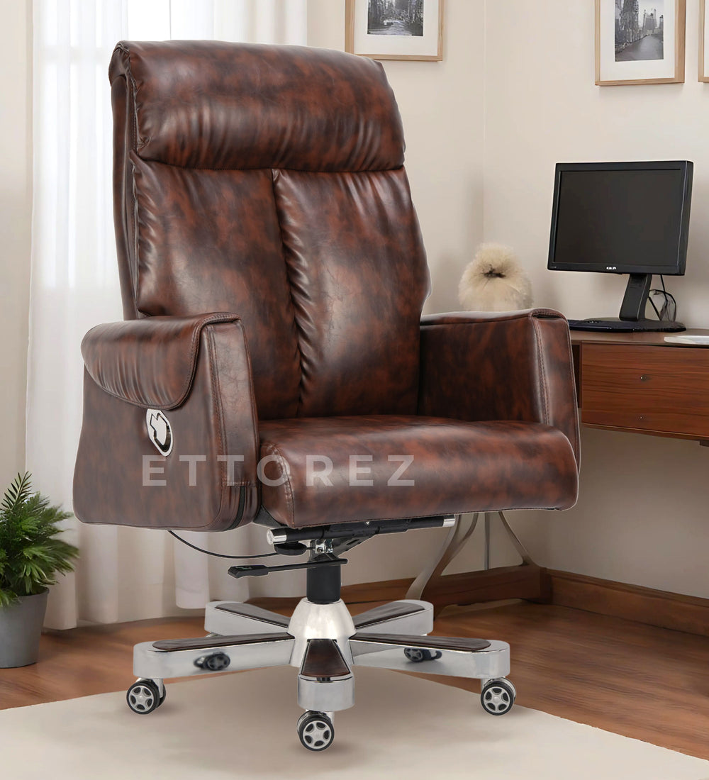 Ettorez Endeavour Brown High Back Leatherette Office Chair